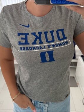 Nike Gray Tee with Blue Duke Women's Lacrosse Logo